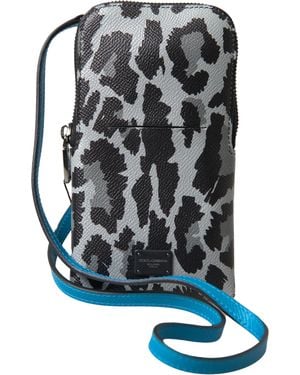 Dolce & Gabbana Leopard Leather Purse Crossbody Sling Phone Bag Patterned - Multicolour
