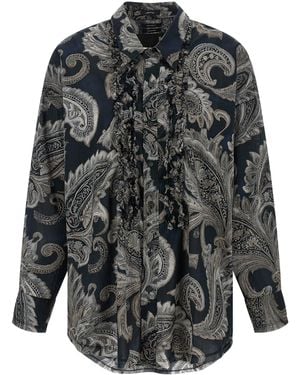 R13 Paisley Print Shirt Cotton Shirt, Blouse - Gray