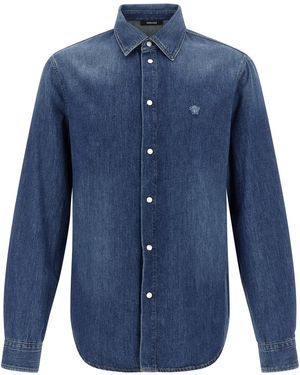 Versace 'Medusa' Patch Shirt - Blue