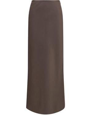 Loulou de Saison Silk Twill A-Line Maxi Skirt - Brown