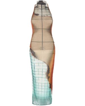 Jean Paul Gaultier Printed Tulle The Fire Dress - White