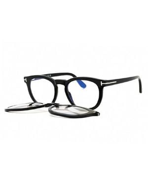 Tom Ford Eyeglasses Round Full Rim, Frame And Clear- Clip-On Photochromic Lens Ft5993-B005 - Black