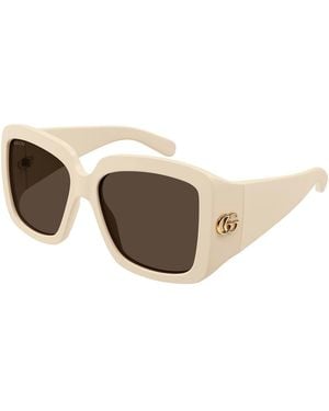 Gucci Sunglasses Square Full Rim, Ivory Frame And Lens Gg1402S004 - Natural
