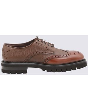 Ferragamo Leather Lace Up Shoes - Brown