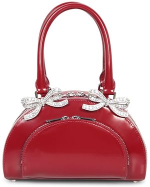 Self-Portrait Leather Mini Tote Bag - Red