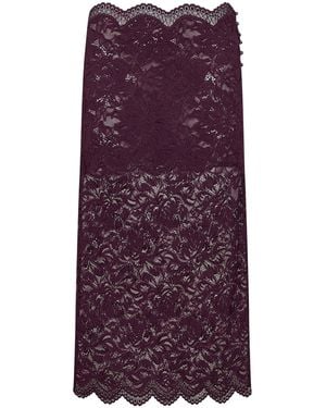 Rabanne Layered Stretch Lace Midi Skirt - Purple