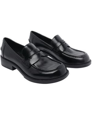 Ash Flat Shoes Calf Leather/Rubber Sole - Black