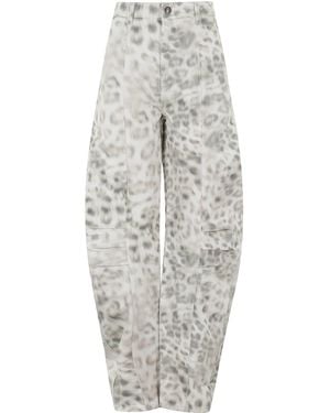 ROTATE BIRGER CHRISTENSEN Printed Denim Cargo Trousers - Grey