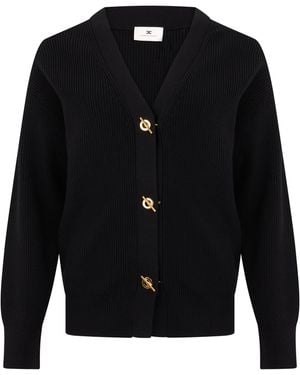 Elisabetta Franchi Knitted Cardigan Viscose Cardigans - Black