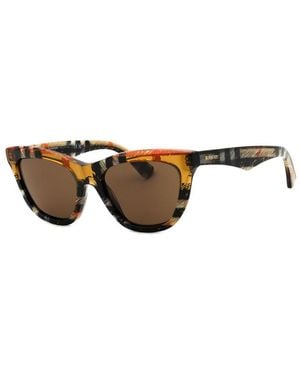 Burberry Sunglasses Cat Eye Full Rim, Check Sand Frame And Dark Lens Be4435414673 - Brown