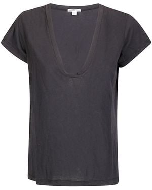 James Perse High Gauge Jersey Deep V Tee - Black