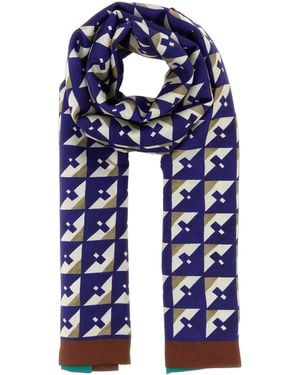 Miu Miu Miu Miu Geometric Silk Scarf - Blue