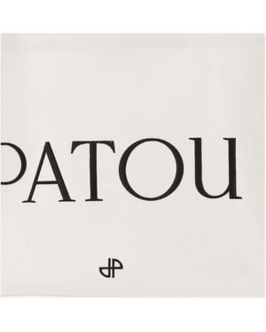 Patou Large Cotton Canvas Tote Bag Organic Shoulder - Black