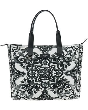 Dolce & Gabbana Tote Bag With Top Zip Closure And All-Over Print - White