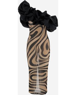 Emilio Pucci Cotton One-Shoulder Long Dress - Black