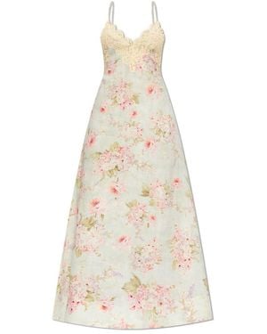 Zimmermann Linen Floral Maxi Dress - White