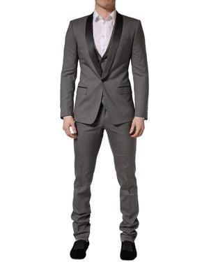Dolce & Gabbana Wool Single Breasted 1 Button 3Pc Suit Polyester Silk Virgin - Grey