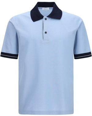 Ferragamo Short-Sleeve Polo Cotton Shirts - Blue