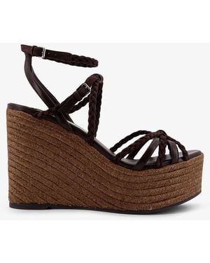 Jimmy Choo Nyra Leather And Raffia Sandals - Brown