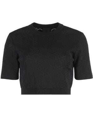 Givenchy Cropped Jacquard Knit Top - Black