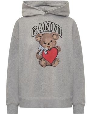 Ganni Hoodie With Logo - Grey