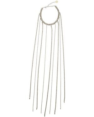 Silvia Gnecchi Metallic-Colored Necklace With All-Over Applied Glass Crystals And Adjustable Clasp - White