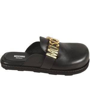 Moschino Logo Mules - Black