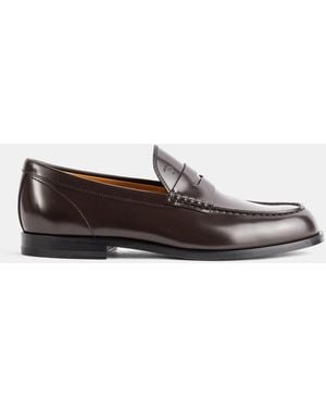 Tod's Polished Dark Leather Loafer Loafers - White