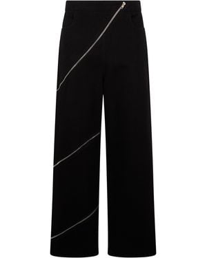 Alaïa Wide-Leg Pants With Zip Detail — Cotton - Black