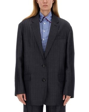 Etro Oversized Buttoned Outer Jacket - Blue