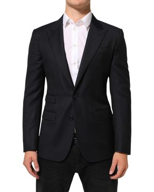 Dolce & Gabbana Black Wool Napoli 2 Button Men Suit Blazer