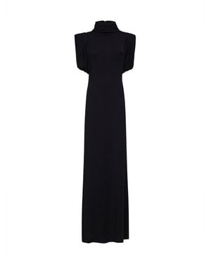 Mugler Jersey Draped Sleeveless Maxi Dress - Black