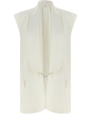 DI.LA3 PARI' Tuxedo Vest Viscose Gilet - White