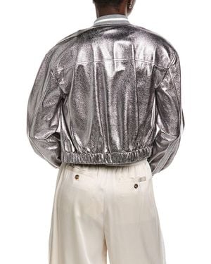 Brunello Cucinelli Metallic Bomber Jacket - Gray
