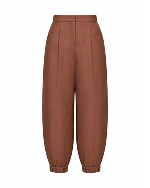 Fendi Trousers High-Rise Linen-Cotton - Brown