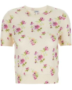 Loewe Floral Pattern Jumper - Natural