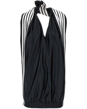 Balenciaga Striped Contrast Tracksuit-Inspired Dress - Black