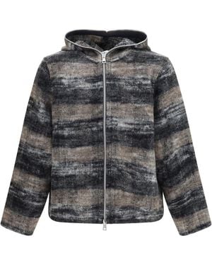 Our Legacy Hooded Checked Knit Sweatshirt Jumper - Grey