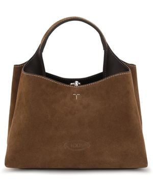 Tod's Handbag Suede Calf Leather Shoulder Bags - Brown