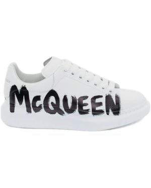 McQueen Graffiti-Print Oversized Trainers - White