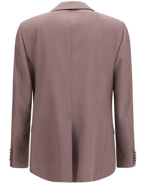 Dolce & Gabbana Dolce & Gabbana Single-Breasted Wool Poplin Blazer - Purple