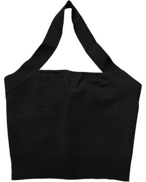 Dolce & Gabbana Square Neck Halter Cropped Tank Top - Black