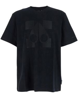 Moose Knuckles Finchley Crewneck T-Shirt With Maxi Logo On The Front And Logo Lettering On The Sleeve - Black
