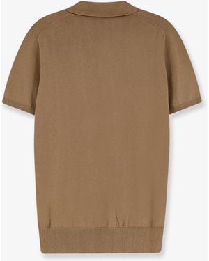 Alpha Studio Cotton Polo Shirt - Natural
