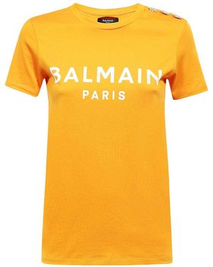 Balmain Cotton T-Shirt - Yellow