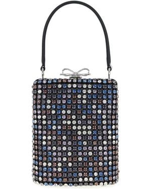 Self-Portrait 'Multi Crystal Chainmail' Mini Handbag - Blue