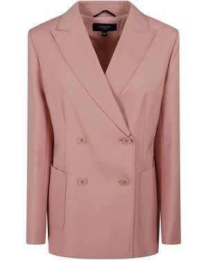 Weekend by Maxmara Tela Pura Lana Natural Stretch Trama Vergine Ovis Aries Giacca - Pink
