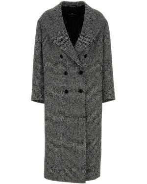 Ermanno Scervino Embroidered Wool Blend Coat - Black
