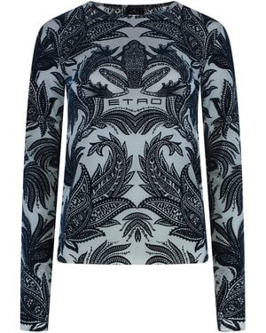 Etro Tulle Top Velvet Effect Polyamide Tops - Black