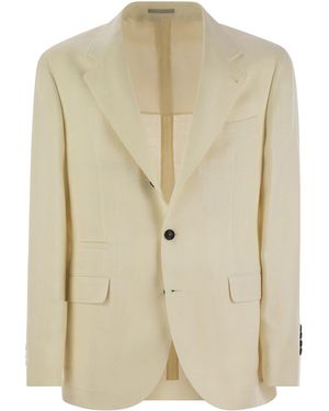 Brunello Cucinelli Cream Linen Wool Blazer - Natural